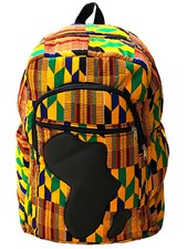 Kente African Print Backpack Book Rucksack Handmade Map of Africa Backpack Bag