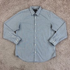 BANANA REPUBLIC Gray White Check Long-Sleeve Button-Up Shirt Men L 16-16.5 34-35