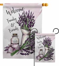 Lavender Welcome Garden Flag Floral Spring Decorative Gift Yard House Banner