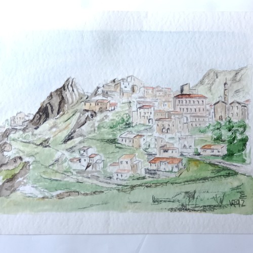 Village de Montagne Aquarelle 1992 Signée VR 36 x 48 cm - Picture 11 of 12