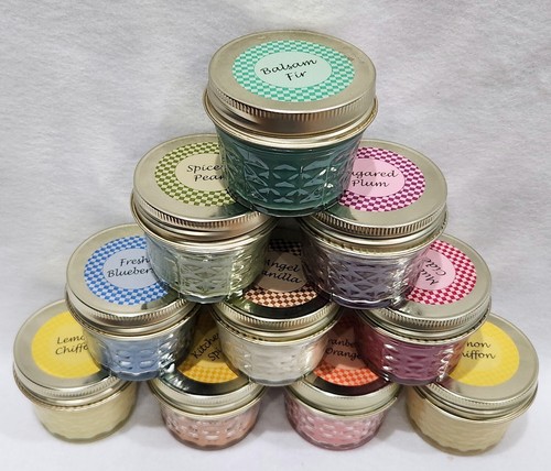 10 frascos Mason 3 oz hechos a mano por Hanna EE. UU. velas de soja aromas especias naranja - Imagen 7 de 10