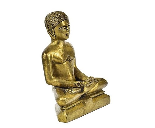 Laiton Jain Guru Assis Rare Modèle Statue Pour Maison Bureau Décor - Imagen 2 de 4