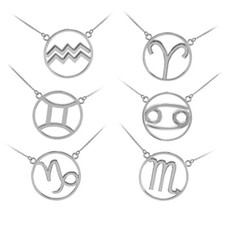 Polished Sterling Silver Zodiac Sign Necklce