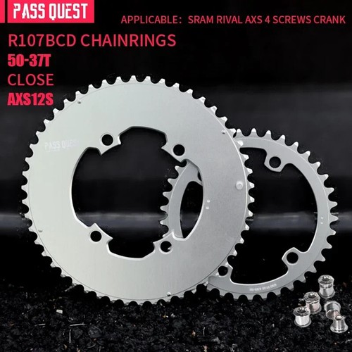 107BCD Double Chainring MTB Road Bicycle 46-33T 48-35T 50-37T 52-39T Chainwheels - Picture 9 of 33
