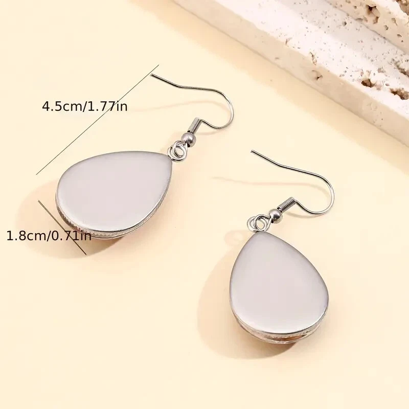 Fashion Women Hummingbird Pattern Water Drop Glass Gemstone Dangle Earrings New - Image 3 of 3