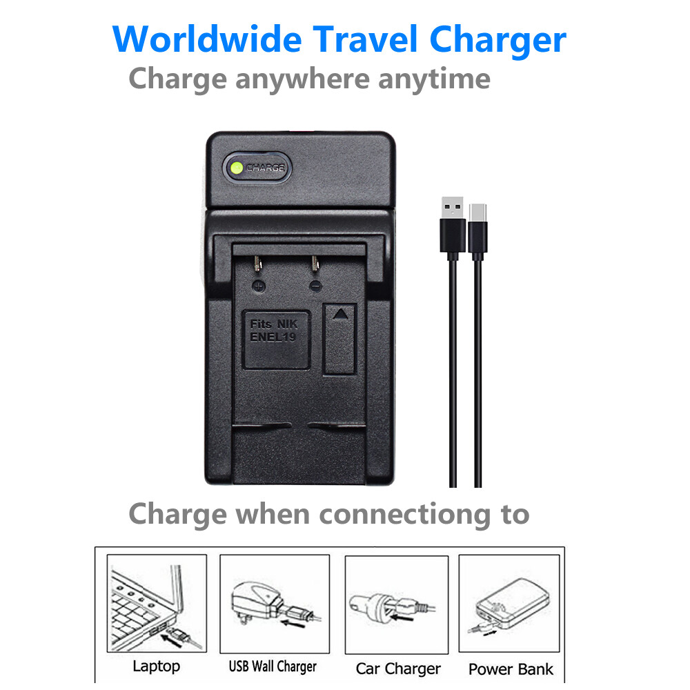 Universal Dock Battery Charger For Nikon EN-EL19 – Adjustable For Coolpix S4100, S3100 & Other Cameras (Battery Not Included)