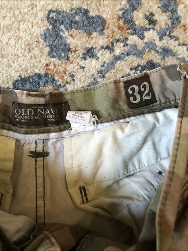 Old Navy Surplus Shorts Mens 32 Brown Cargo Camo Woodland Military Pockets - Picture 2 of 8
