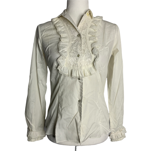 Vintage Ruffles Lace Tuxedo Shirt S 