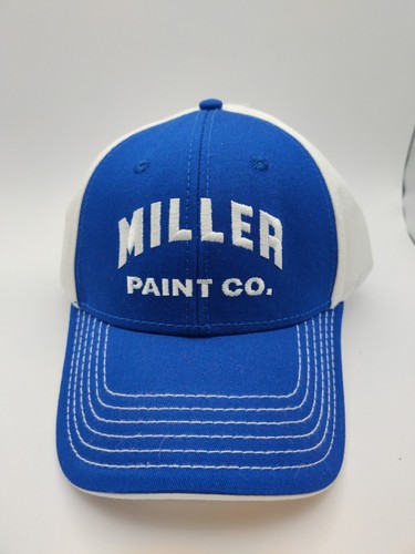 Gorra de béisbol Miller Paint Co para hombre azul blanco ajustable con ajuste deslizable nueva sin etiquetas - Imagen 1 de 5