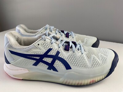 Women's Sz 8 Wide Asics Gel Resolution 8 1042A097 Blue Running Shoes Sneakers