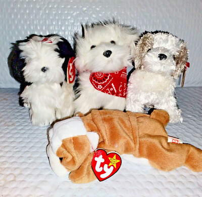 Ty Beanie Baby Puppies POOFIE HOBO HERDER WRINKLES Small Plush 96/02/03/04 LNWTS