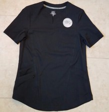 ClimateRight Cuddl Duds Women Scrub Top Black Pockets size XS NEW