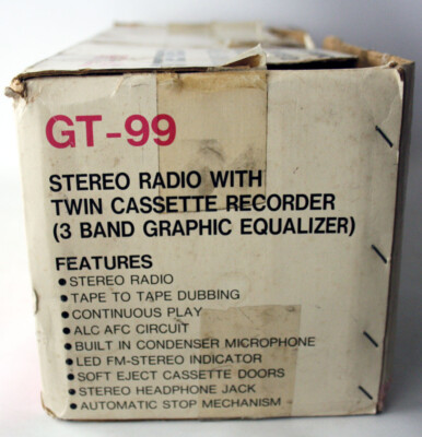 VINTAGE 80'S GT-99 STEREO DOUBLE CASSETTE PLAYER RECORDER BOOMBOX