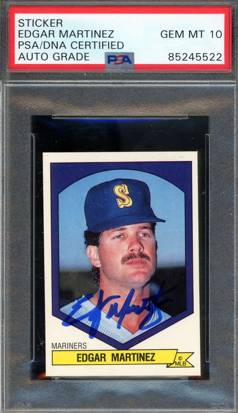 Edgar Martinez Gem Mint 10 PSA DNA Signed 1989 Panini Stickers Rookie Autograph