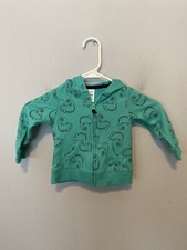 Carter  s Toddler 18 Months Mint Green Hooded Full Zip Sweatshirt w/Blue Iguanas