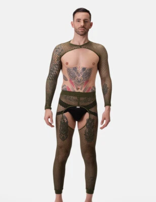 barcode Berlin - Fishnet Leggings CACCI army S/M L/XL Herren 92321/634 gay