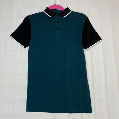 Primark Teal Blue Colorblock Polo Dress Sz XS Short Sleeve Preppy Casual EX14