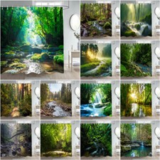 Large 3D Morning Mist Forest Shower Curtain Bathroom Waterproof Curtains Decor