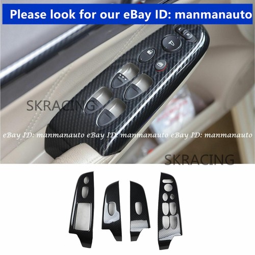 4pcs Carbon Fiber Window Lift Panel Stickers For Corvette C6 (2005-2007) – Interior Trim Overlay, Black