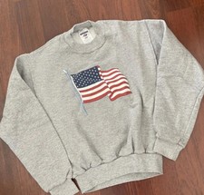 Kid's American Flag Sweatshirts In Gray. All Sizes Available. 4th Of July