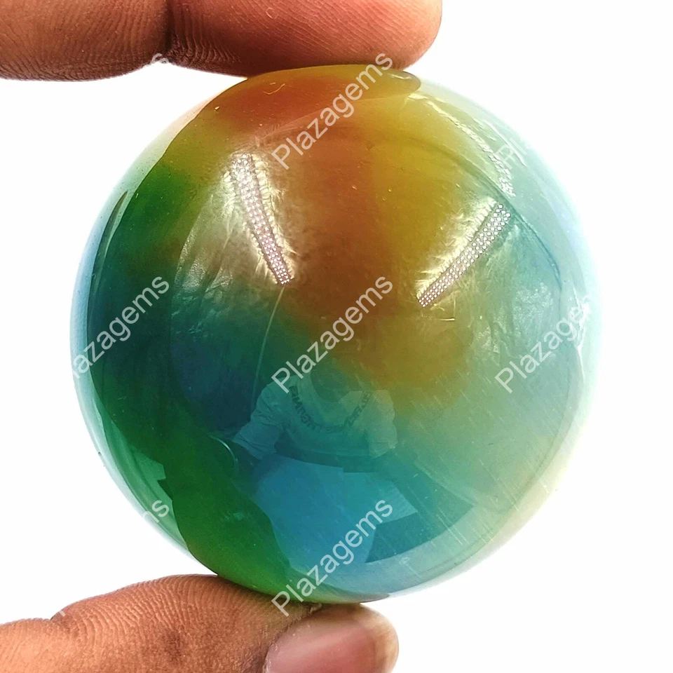 BOLA OJO DE GATO COLOR ARCO IRIS 812 CT CERTIFICADO POR LABORATORIO PIEDRA PRECIOSA SUELTA EKK Foto 3 de 4