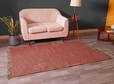 Alfombra Kilim marrón con alfombra de diseño gris, alfombra de yute con flecos, alfombra tejida a mano para decoración del hogar