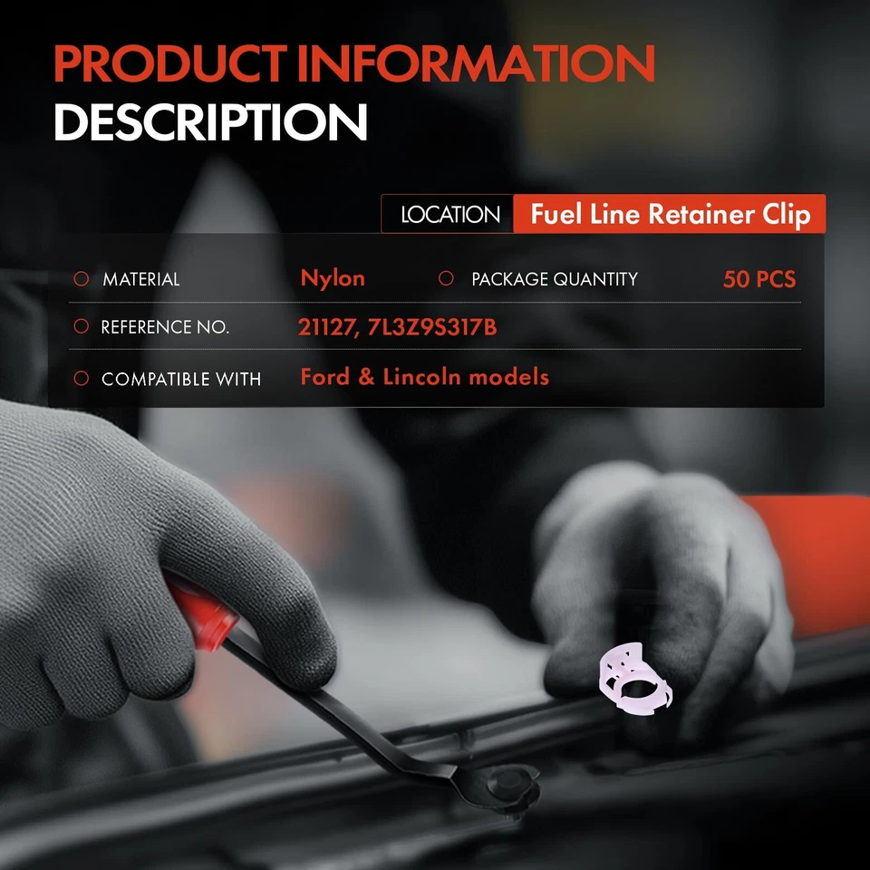 Пластиковые фиксаторы топливопровода 9,525 мм для Ford F-150 Lincoln Mark LT 50 шт. - Изображение 2 из 4