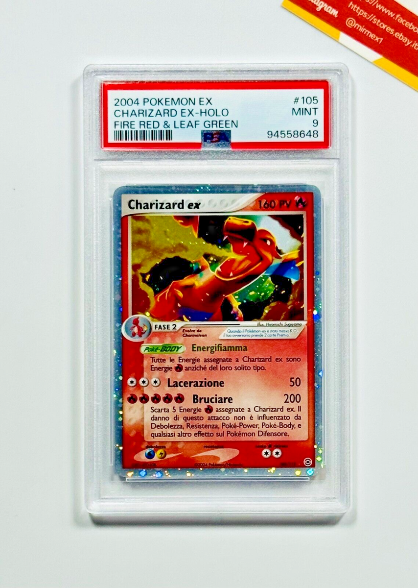 Pokemon PSA 9 Charizard Ex #105 Holo Ex Rosso Fuoco & Verde Foglia