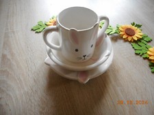 Kindergeschirr Teller bunt Keramik Katze 3-teilig erhöht Kindergeburtstag