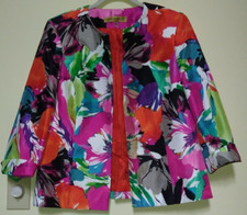 Nipon Boutique Blazer Sz 8 Open Front 3/4 Sleeve Lined Top Suit Jacket Womens
