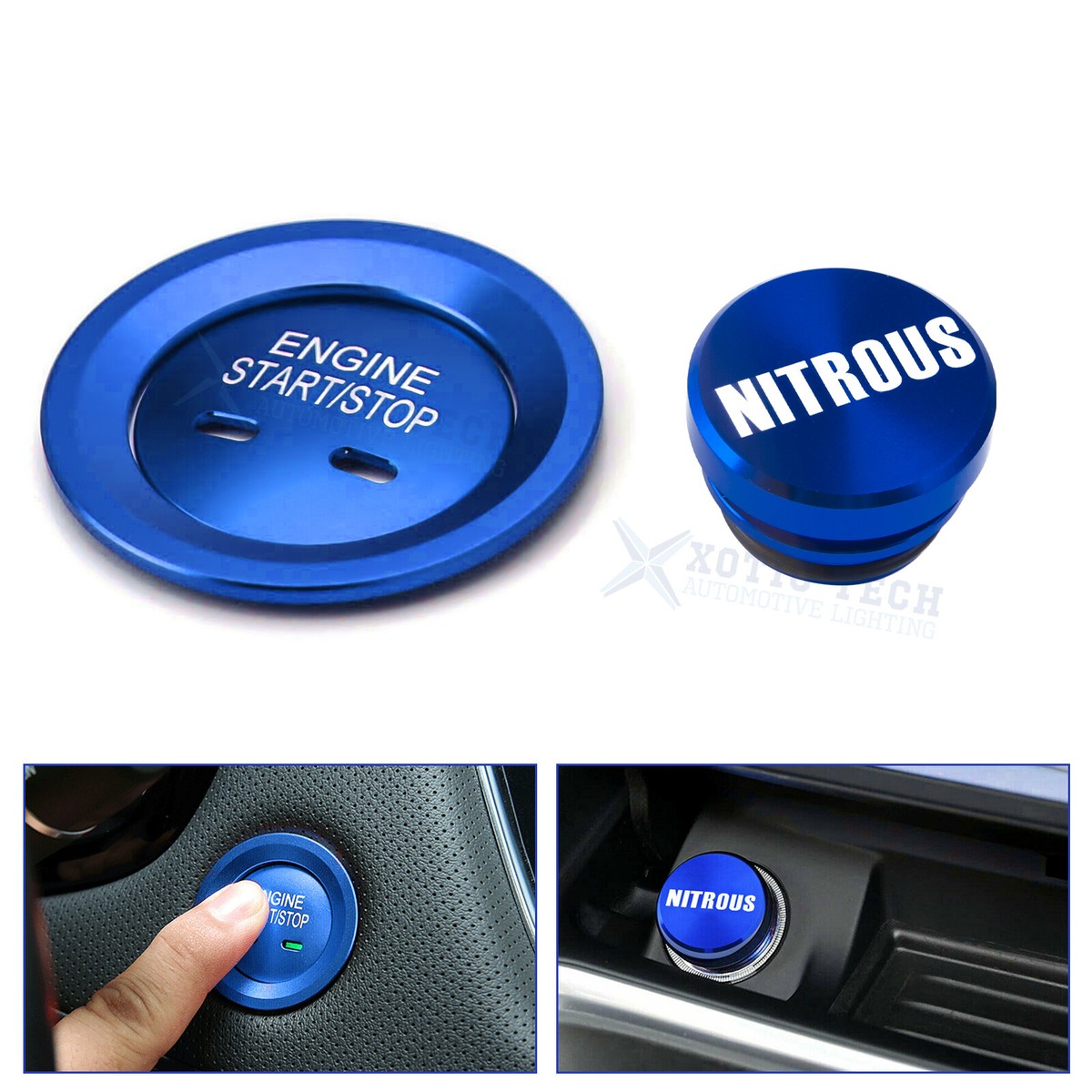 Blue Engine Start + Cigarette Lighter NITROUS Button Cover For Chevrolet  Tahoe