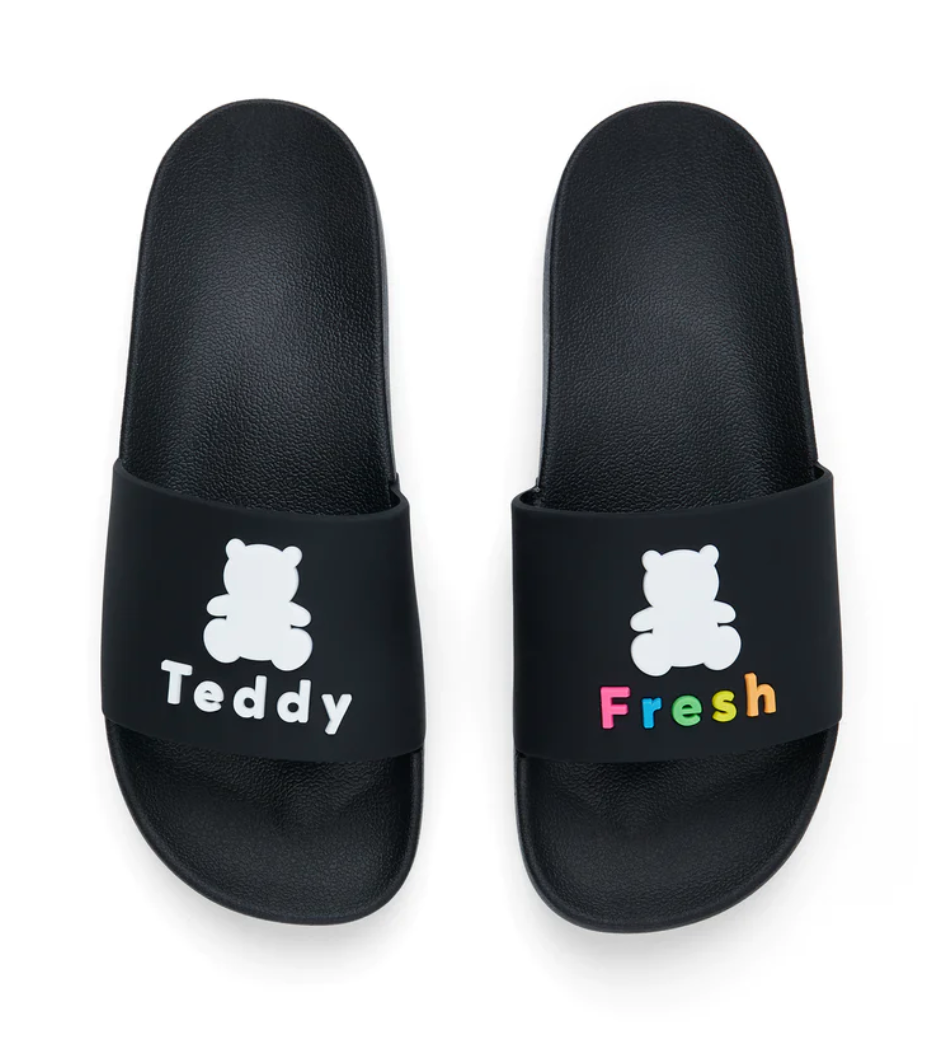 NWT Teddy Fresh Slides Sandals Black Women Size