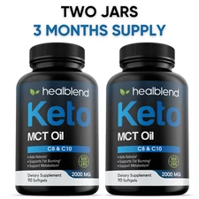 Keto MCT Oil Capsules 2000mg - Natural Ketogenic Fat Burner Ketosis Exogenous 90