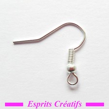 Lot de 100 Crochets Boucles d'oreilles couleur Argenté (perles) CR01