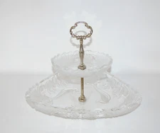 3 Tier Frosted Crystal Glass Tidbit Server Tray