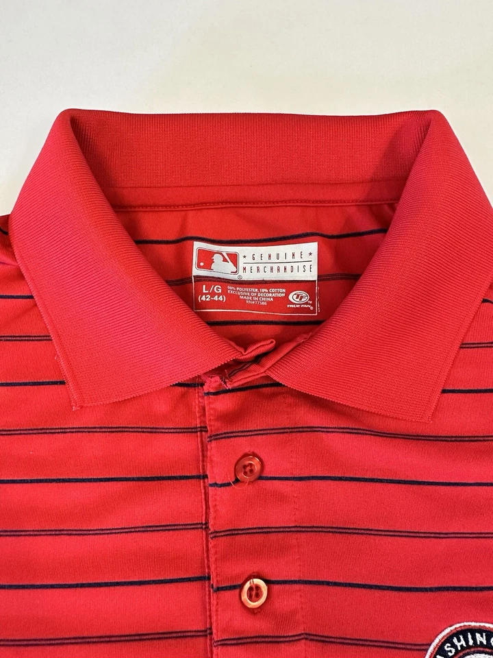 MLB Genuine Merchandise Men's Large Washington Nationals Polo Shirt Red Black - Image 2 of 4