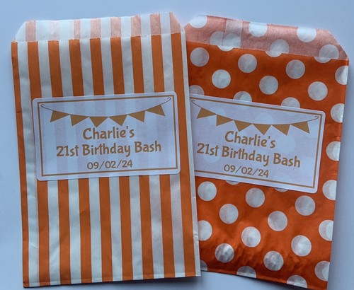PERSONALISED SWEET BAGS Candy Cart Wedding Birthday Mehndi Eid - Bunting Design - Picture 9 of 32