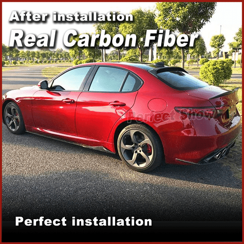 For Alfa Romeo Giulia 17-20 REAL Carbon Fiber Side Skirts Extension Lip Spoiler - Picture 4 of 13