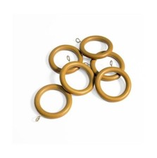 Image of 35mm Diameter Wooden Oak Curtain Pole Rings Hooks with Eyes x 10 Brand New