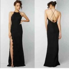 Fame X Partners Black Dragon Eyes Dress 2 Lace Halter Gown Maxi