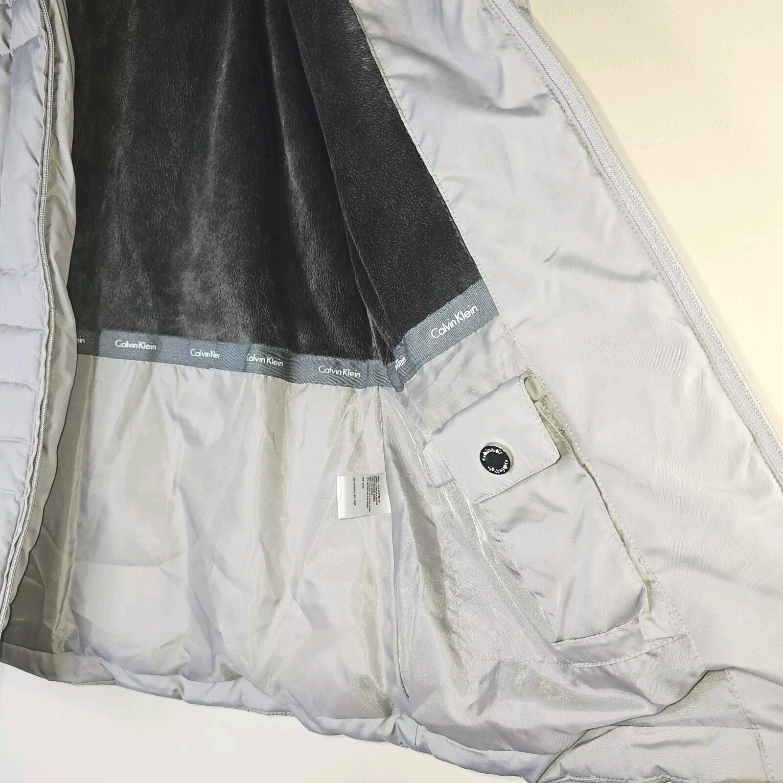 Calvin Klein Silver Gray Down Jacket Quilted Hood… - image 8