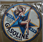 Vintage Gasoline Filling Station Sign Pump Plate Gas Station Oil 7 3/4" x 7 3/4"