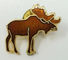 Lapel Pin Moose Deep Brown Honey Eagle River Designs PM05 Large Antlers Walking