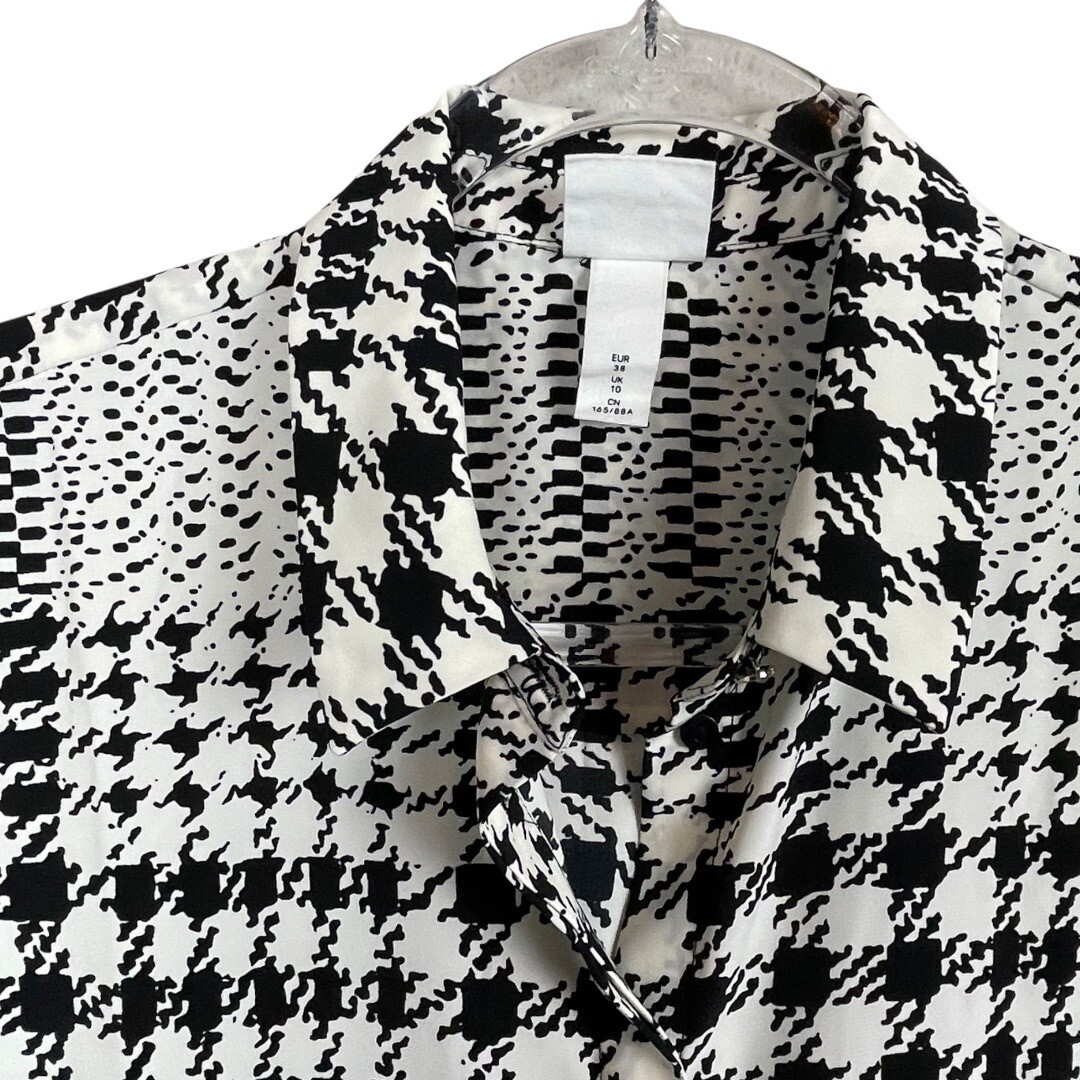 H&M Richard Allan Black Ivory Geometric Button Shirt Blouse