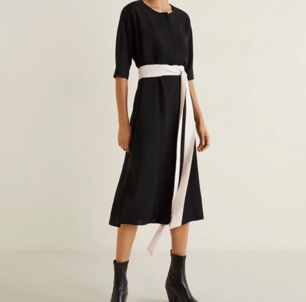Mango bow 2025 bicolor dress