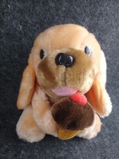 Vintage Russ Berrie Puppy Dog Rocky Road Ice Cream Cone Stuffed Animal Plush Toy