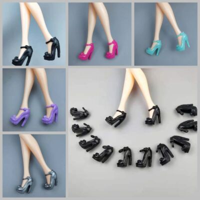 Für Barbie Puppe Zubehör 6paare/los Hohe Schuhe Puppe Schuhe Sandalen Turnschuhe