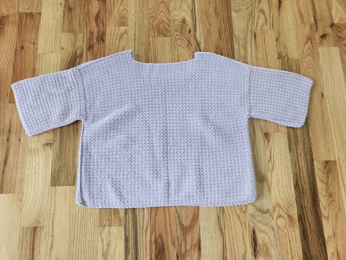 Vintage L Heavy Oversized Granny Knit Top Handmade Short Sleeve Lavender Size - Picture 10 of 10
