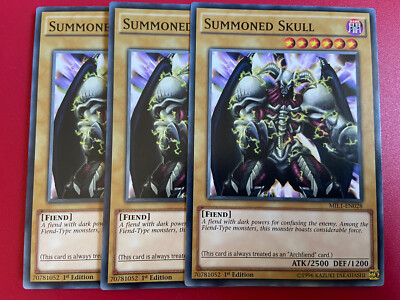 3x Summoned Skull 1st edition YuGiOh MIL1-EN028 Pack Fresh