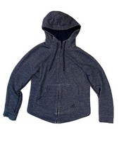 Adidas women s hoodie small blue Heathered 3 stripes logo full zip